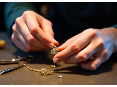 Goldschmied bei der detailreichen Arbeit an einem Schmuckstück